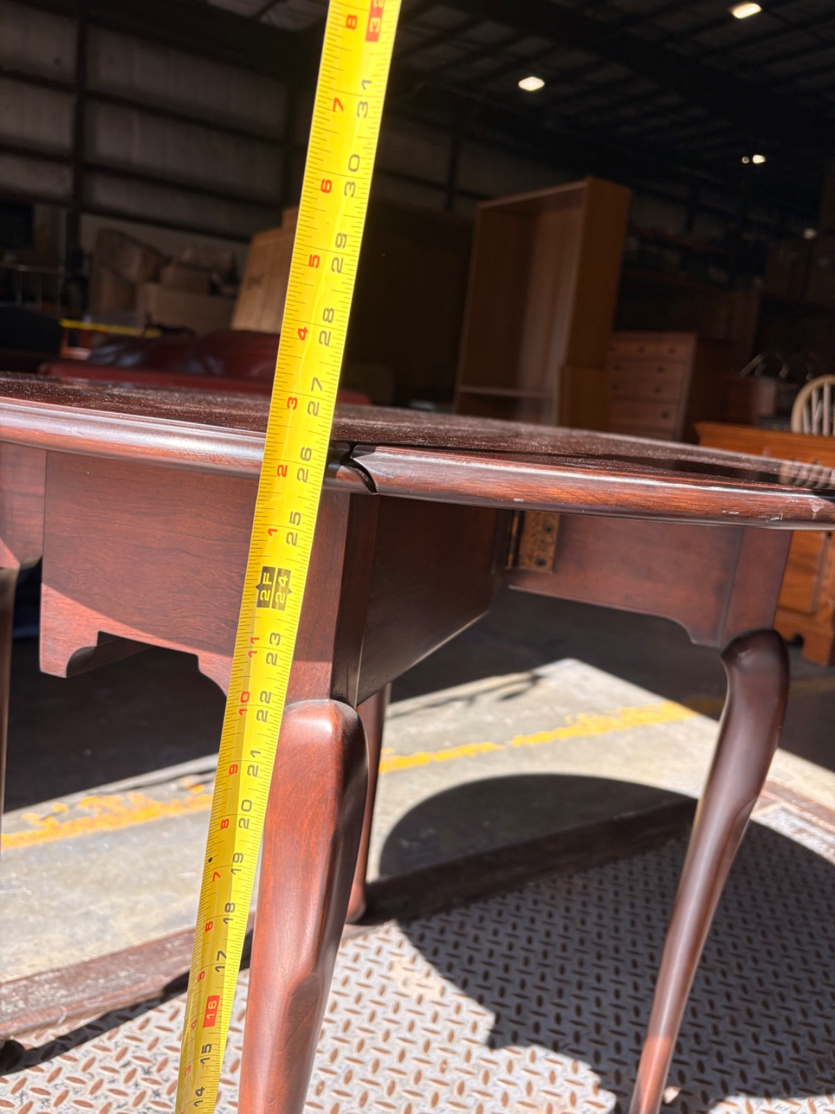 Queen Anne Style Cherry Drop-Leaf Table with Cabriole Legs & Pad Feet
