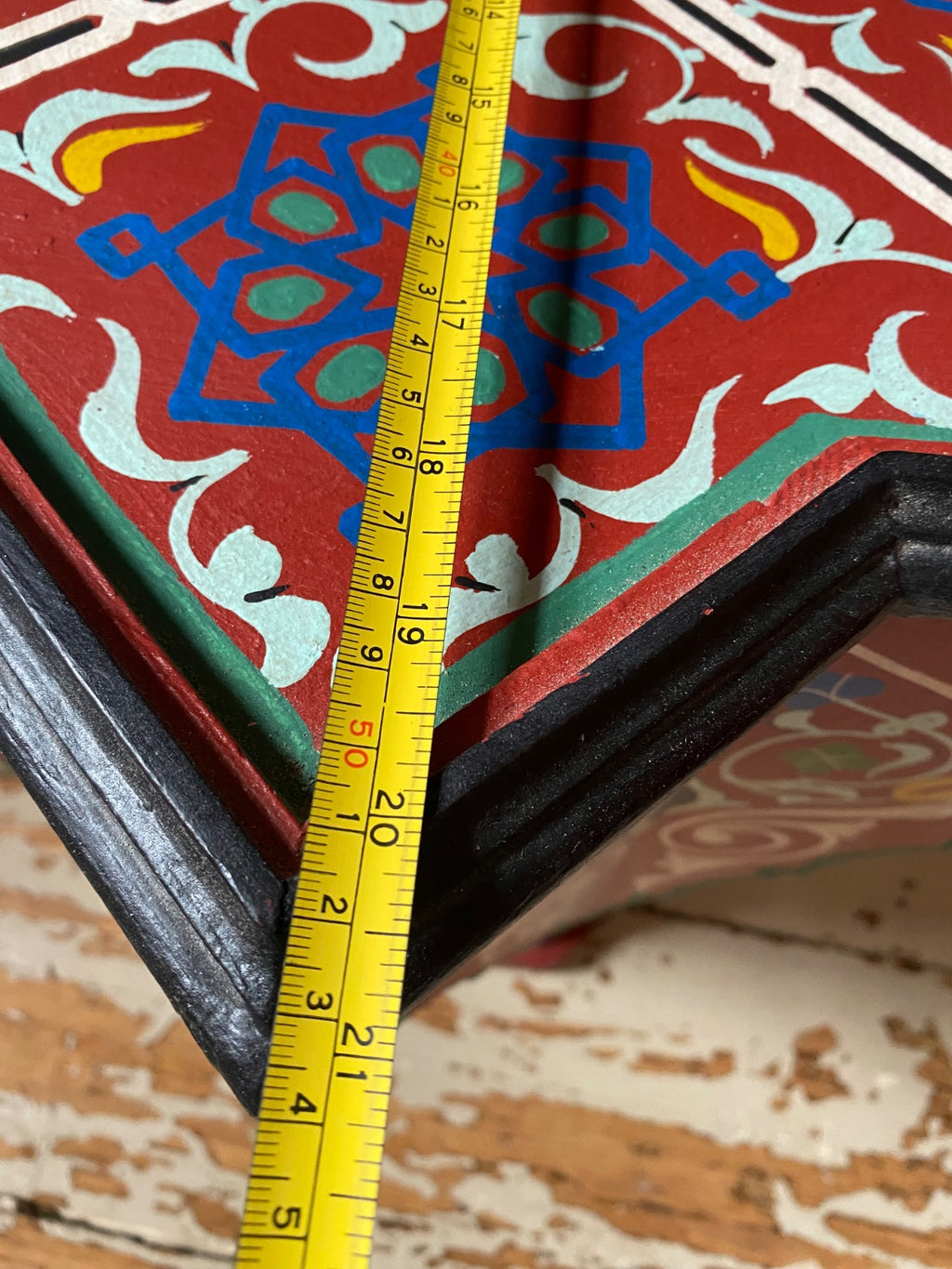 Moroccan Hand-Painted Zouak Wood Side Table with Star-Shaped Top