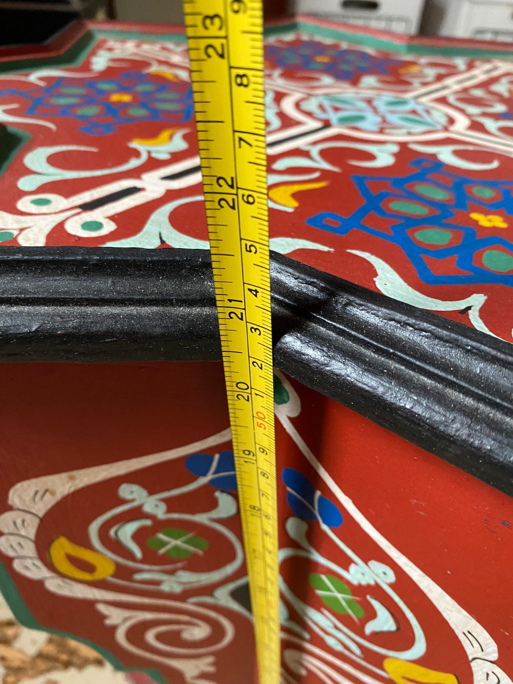 Moroccan Hand-Painted Zouak Wood Side Table with Star-Shaped Top
