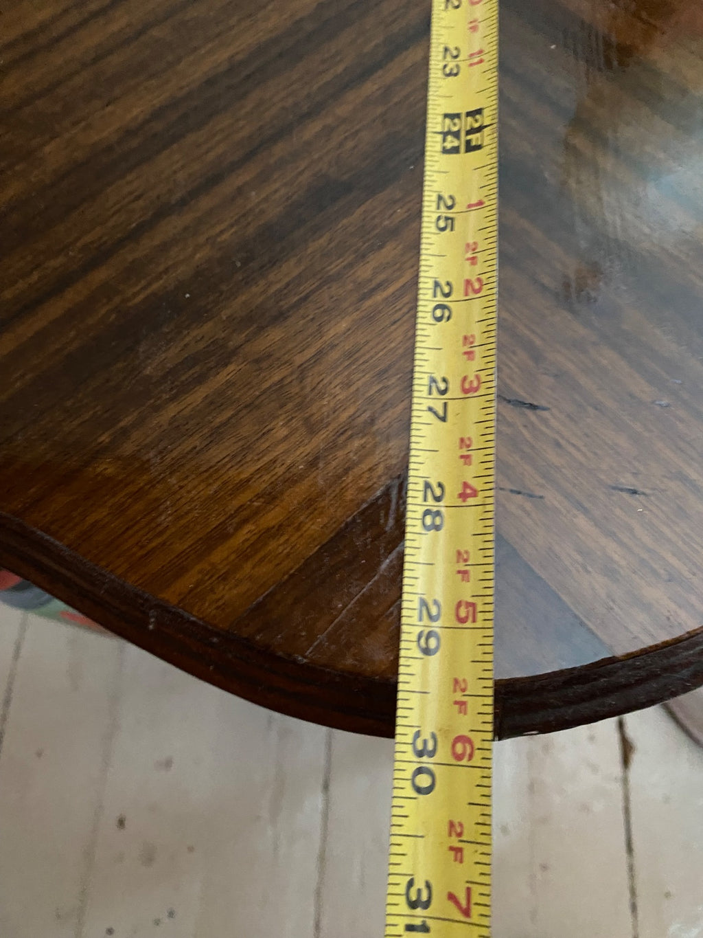 1920s Parlor Table with Bookmatched Walnut Top & Folk Art Painted Base
