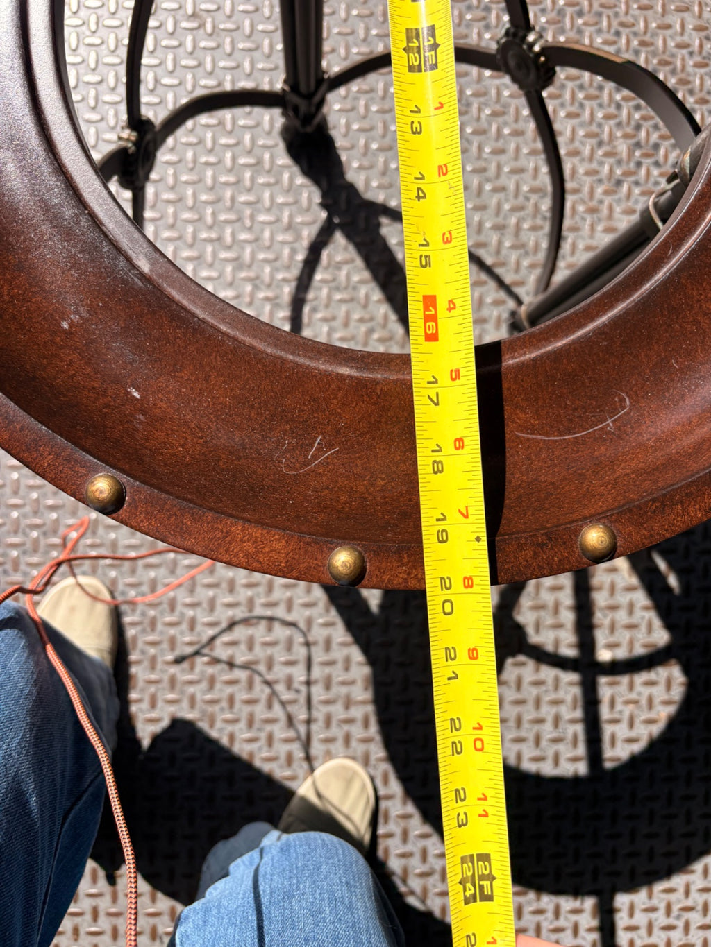 Regency-Style Brass-Studded Wood & Iron Plant Stand with Paw Feet