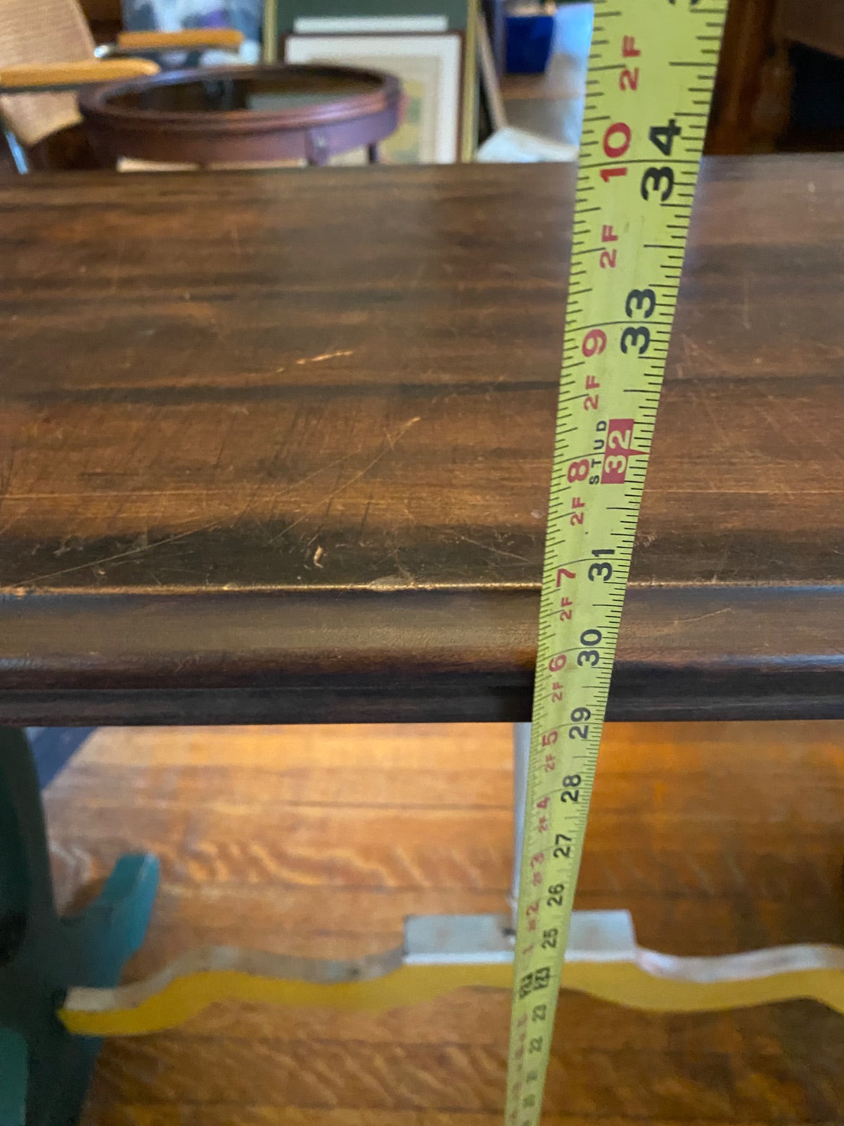 Vintage Trestle Console Table with Painted Lyre Base & Walnut-Stained Top