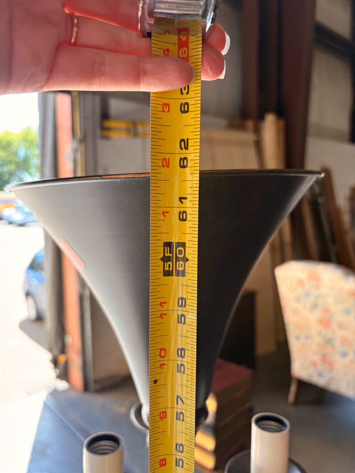 1930s Art Deco Six-Light Torchiere Floor Lamp Cast Metal Reeded Column 63"