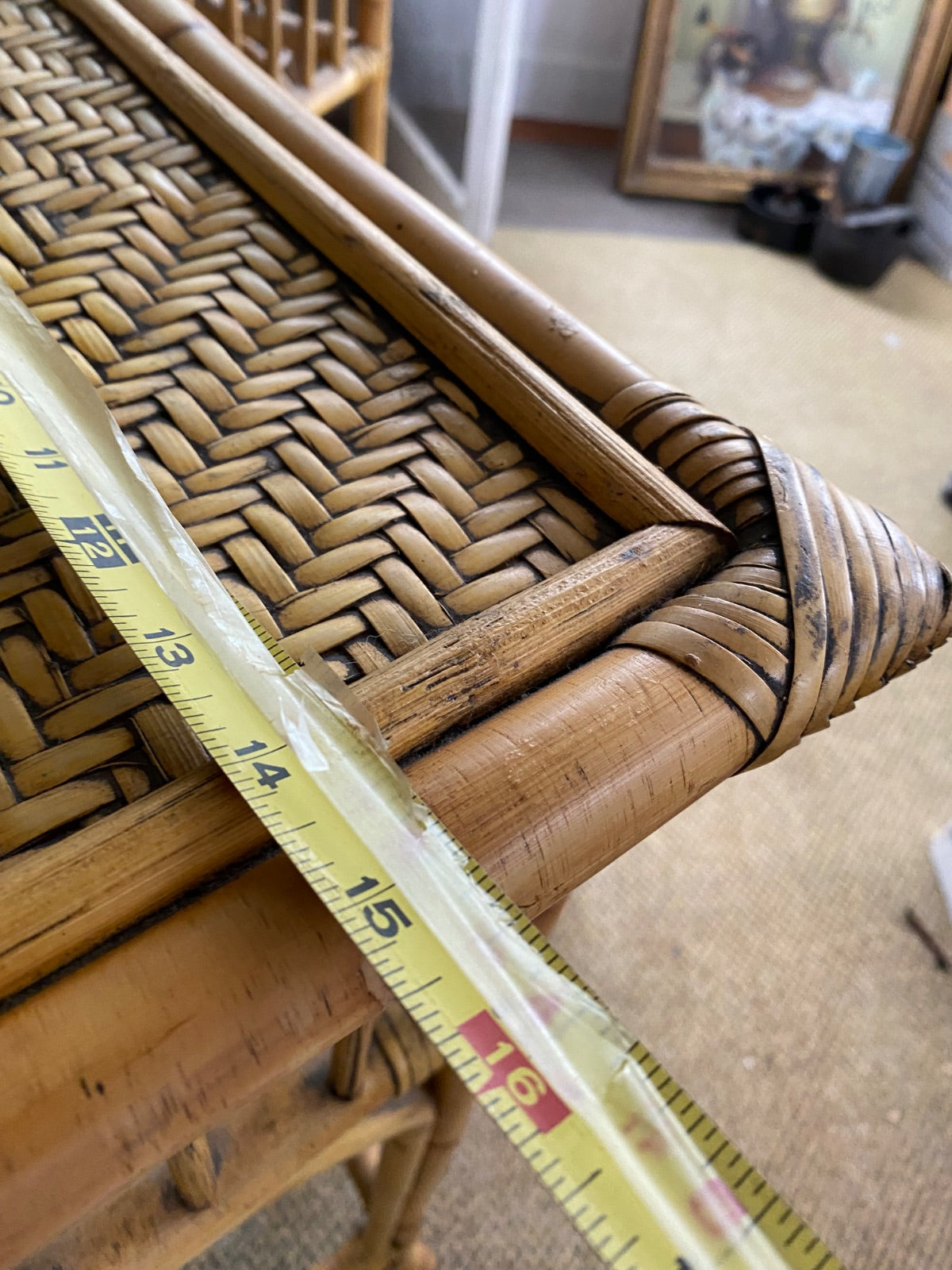 Vintage Rattan & Woven Cane Plant Stands Pair — British Colonial Style Nesting