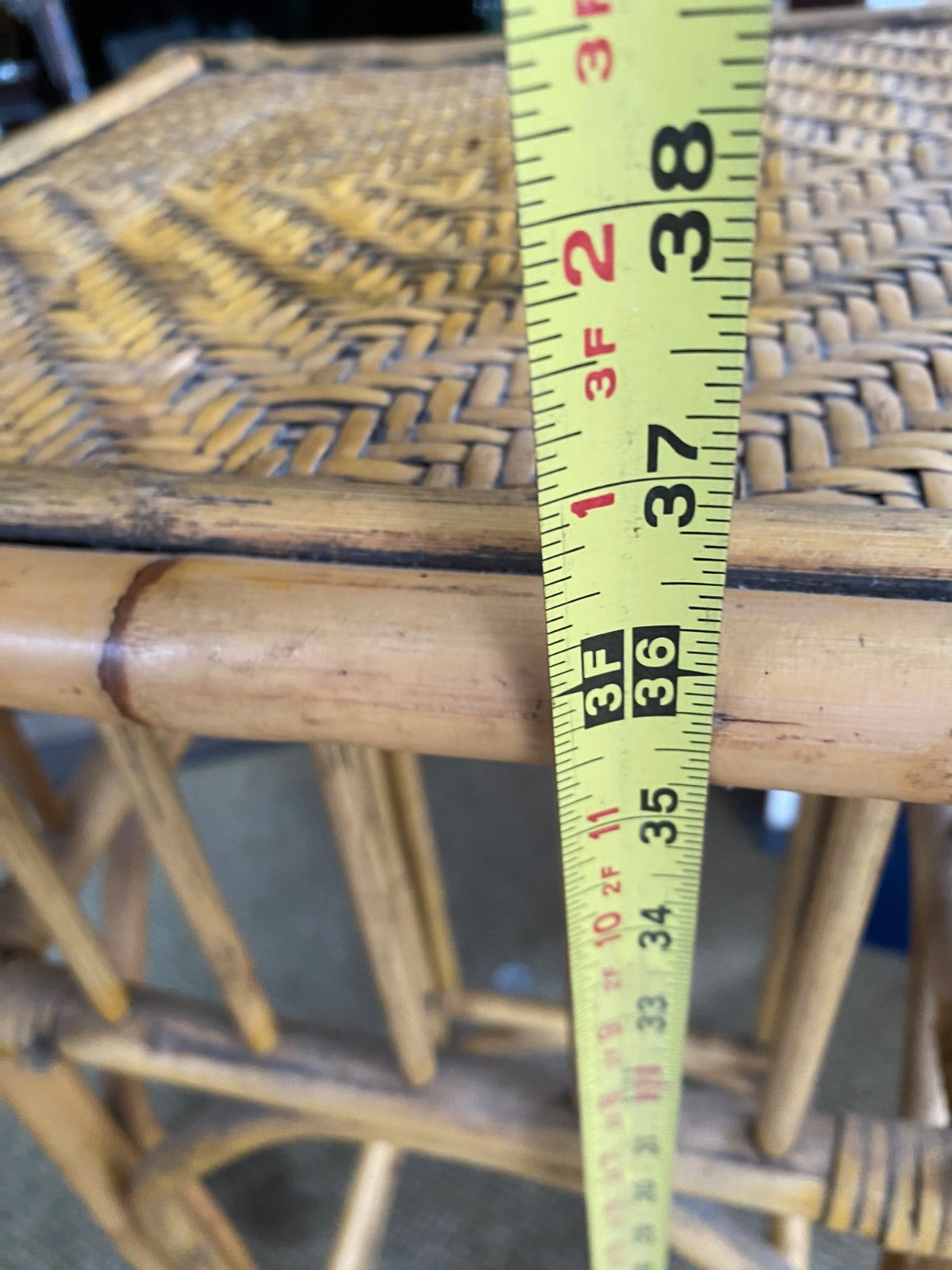Vintage Rattan & Woven Cane Plant Stands Pair — British Colonial Style Nesting