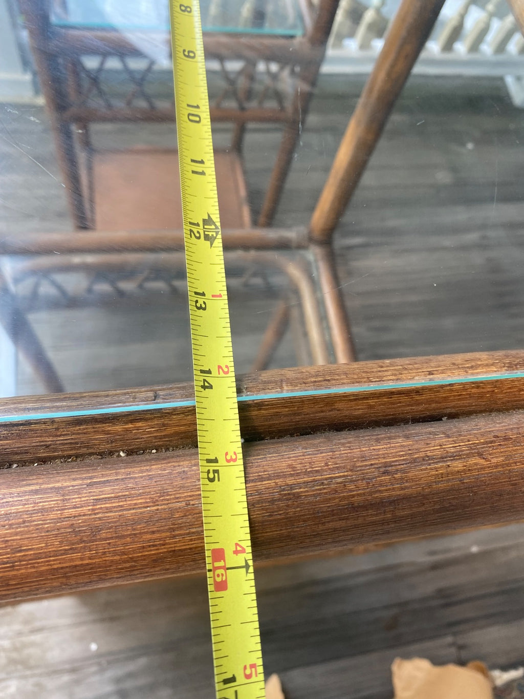 Pair Vintage Bent Rattan Étagères with Glass Shelves & X-Pattern Detail