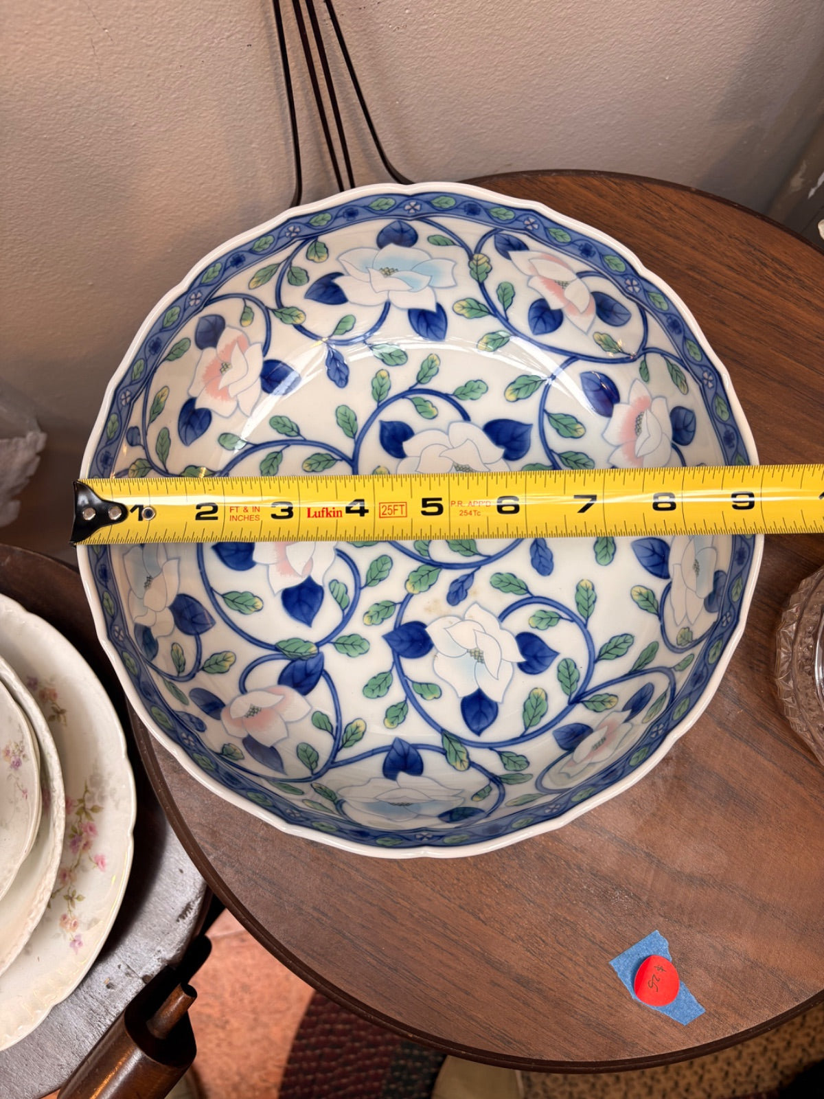 Andrea by Sadek Japanese Porcelain Scalloped Serving Bowl Magnolia Vine Pattern