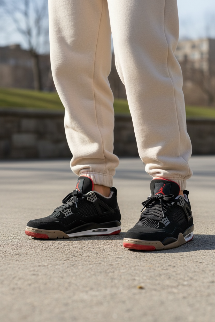 Air Jordan 4 Bred Black/Red – OG Heat, Worn with Soul