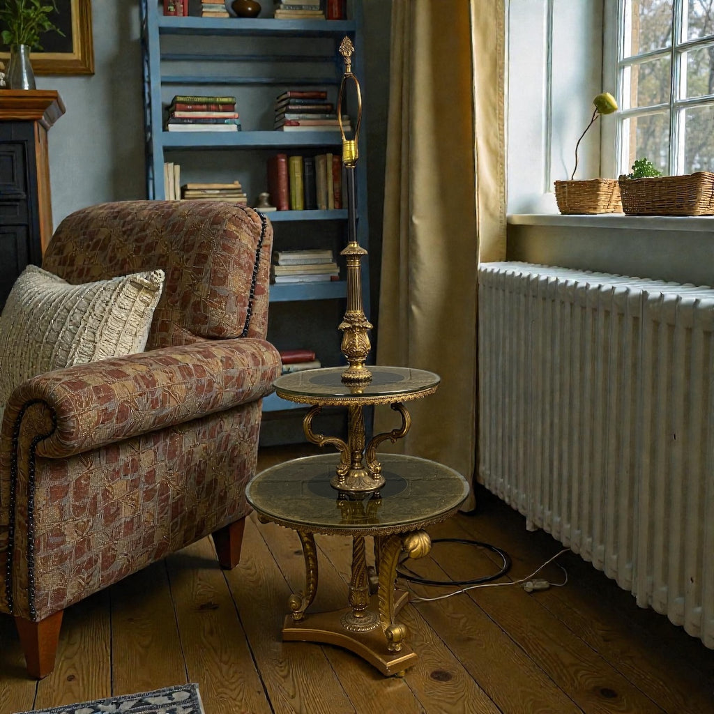 Hollywood Regency Tiered Table Lamp – Gold & Glass Statement-$250