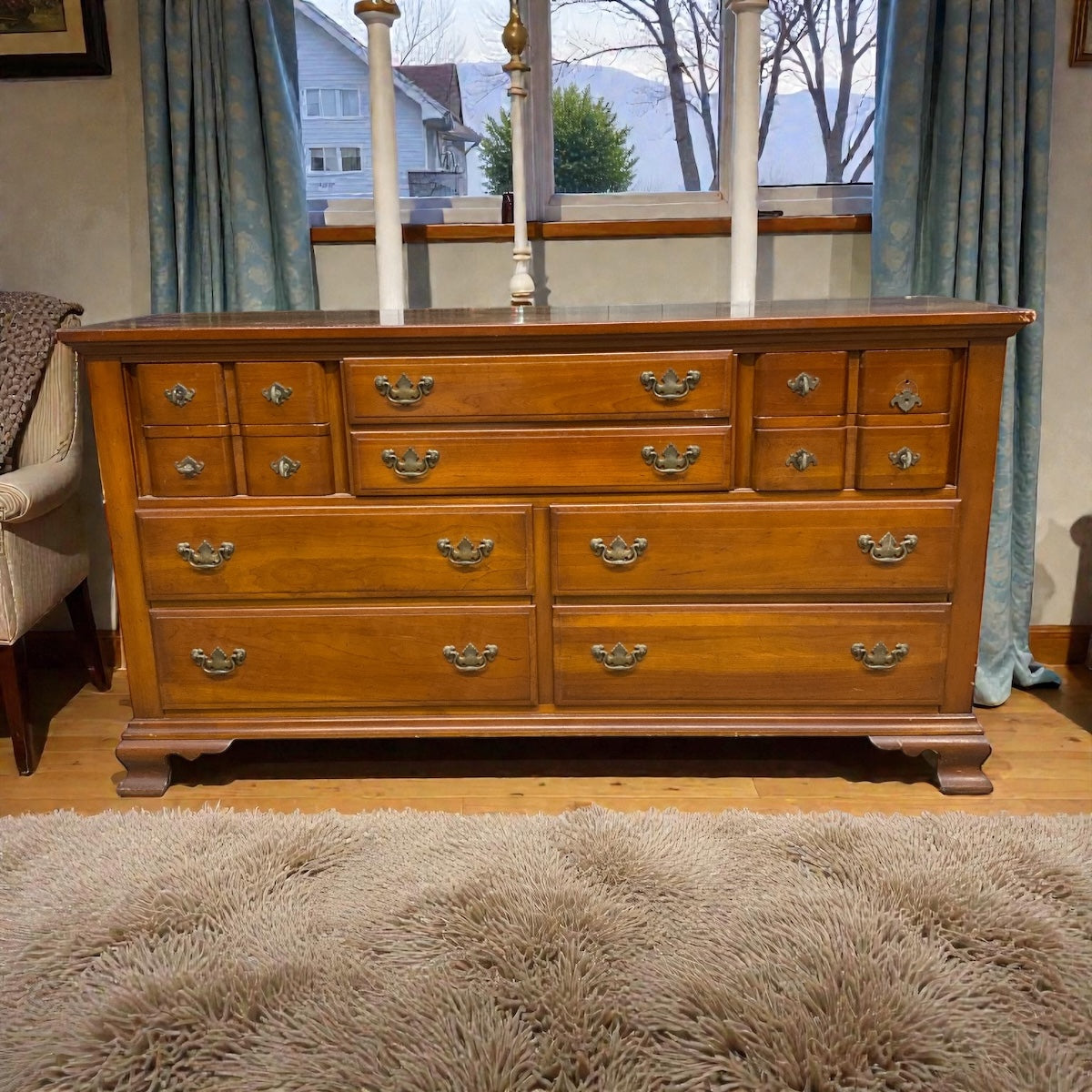 Vintage Monitor “American Emblem” Solid Wood Dresser