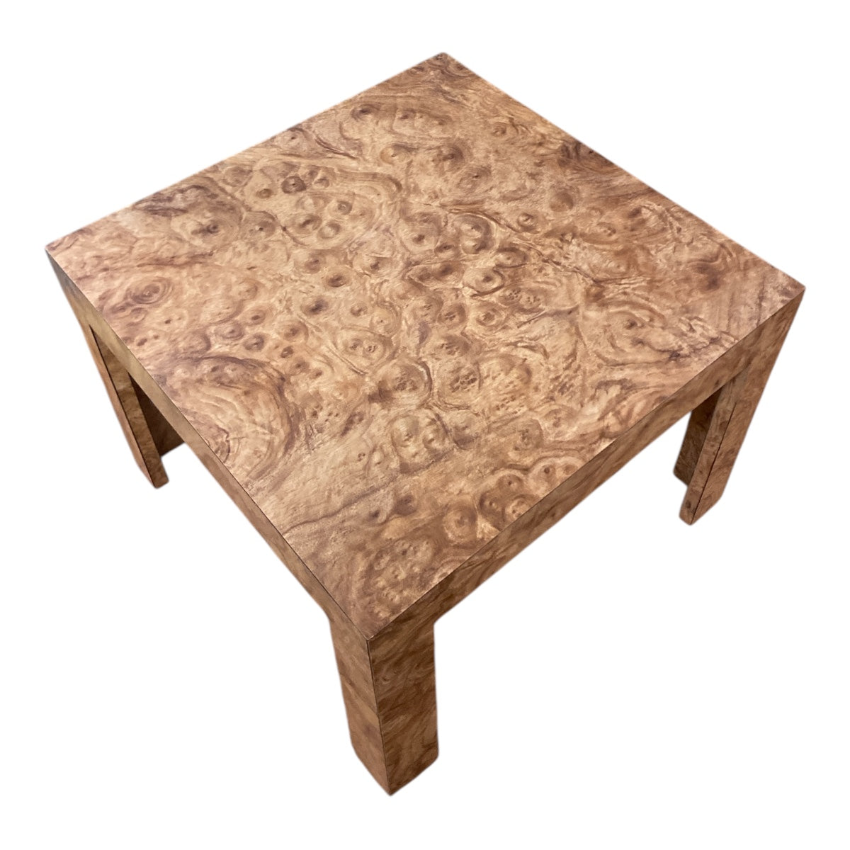 Vintage Burl Formica Parsons Side Tables – Square MCM Pair