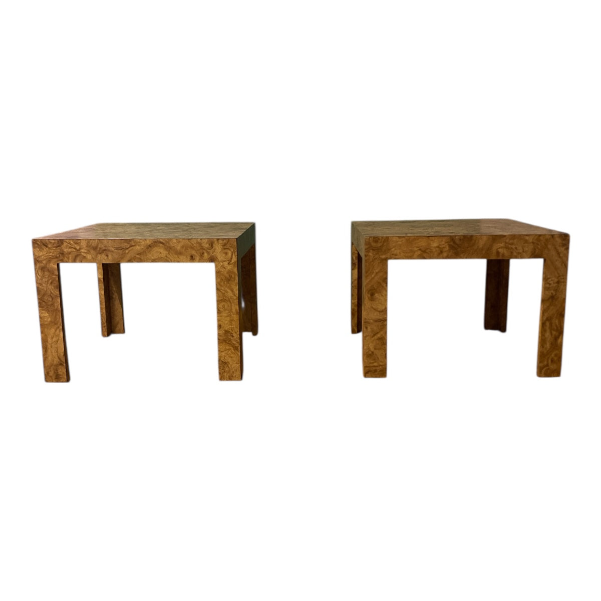 Vintage Burl Formica Parsons Side Tables – Square MCM Pair