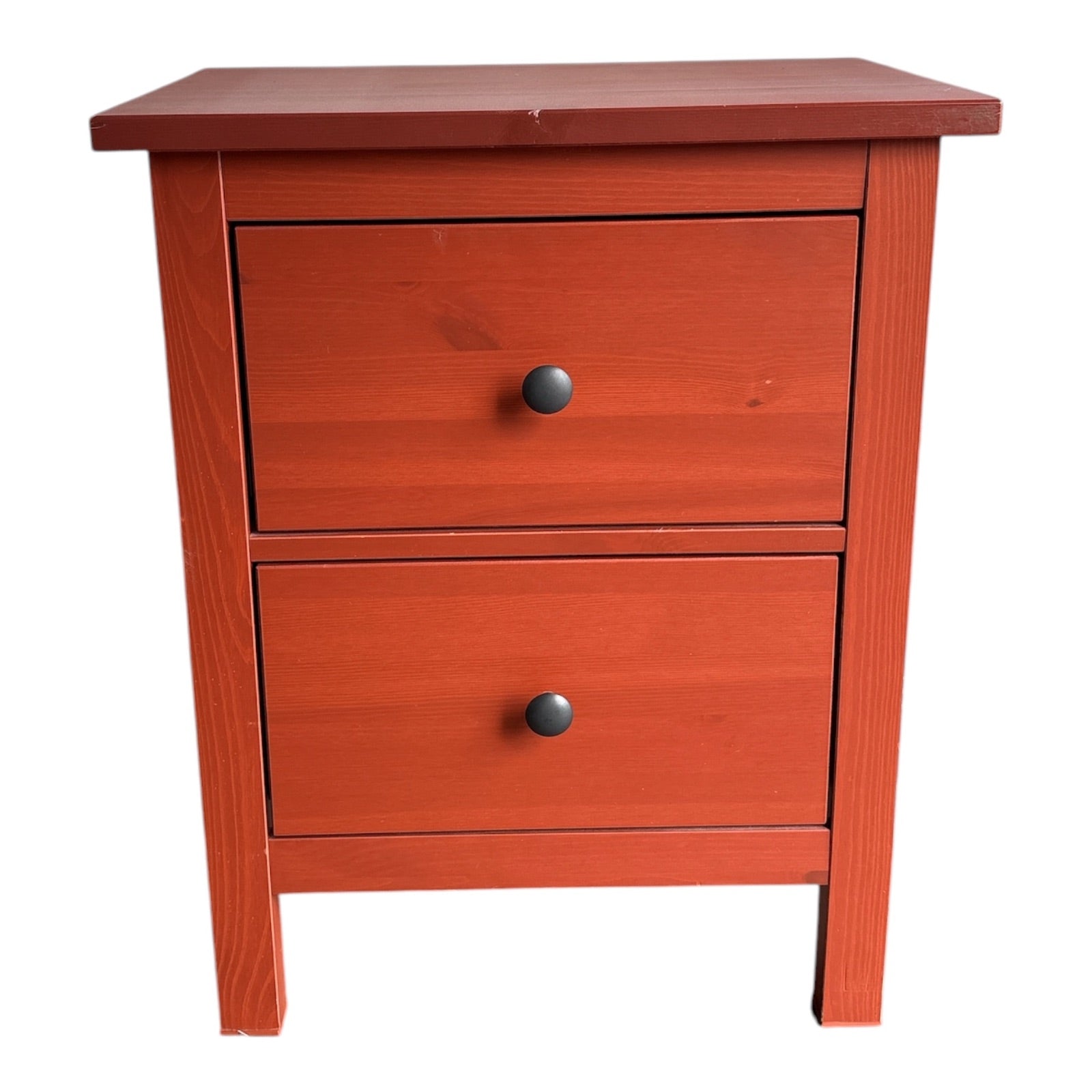 IKEA Hemnes 2-Drawer Nightstand in Red-Brown Stained Solid Pine