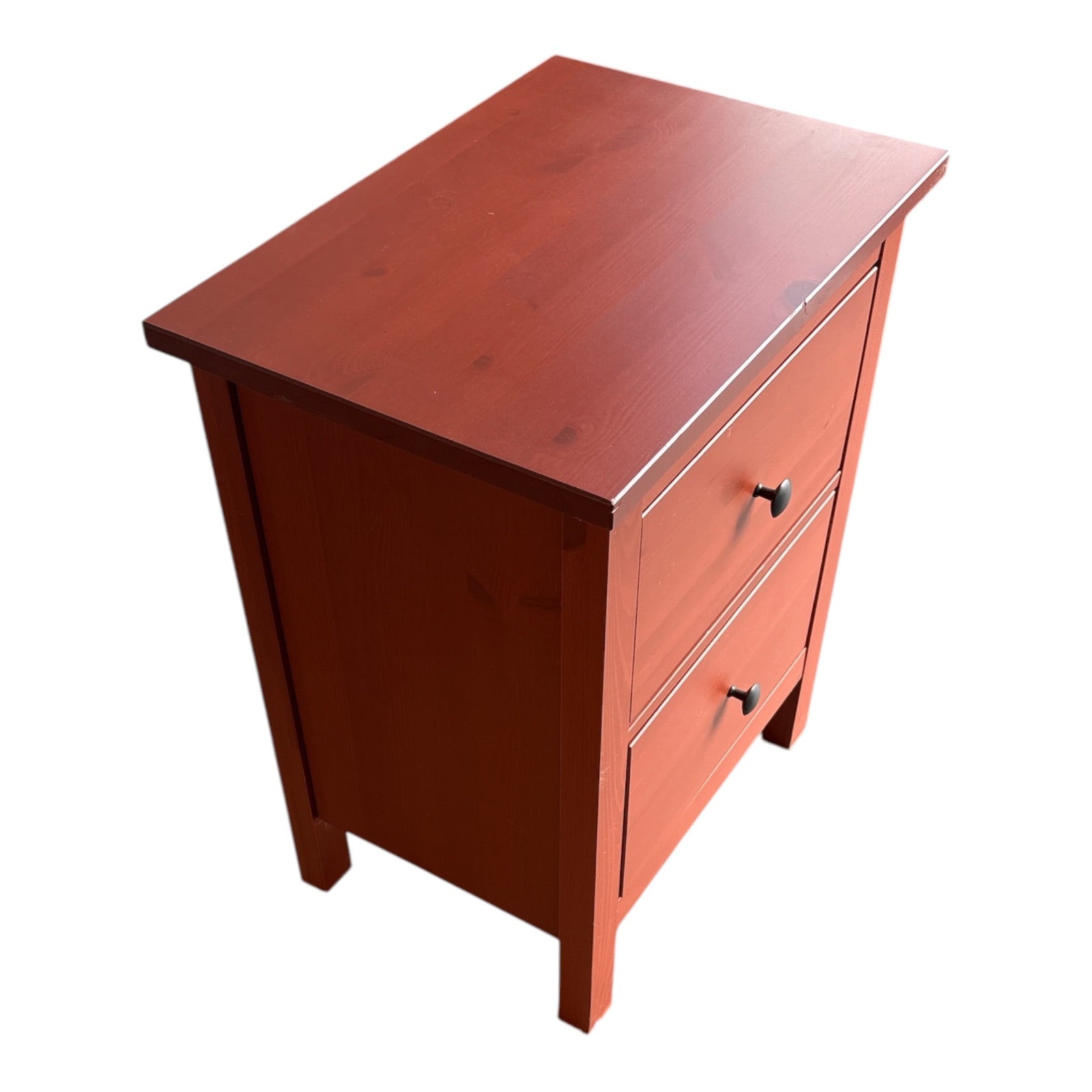 IKEA Hemnes 2-Drawer Nightstand in Red-Brown Stained Solid Pine