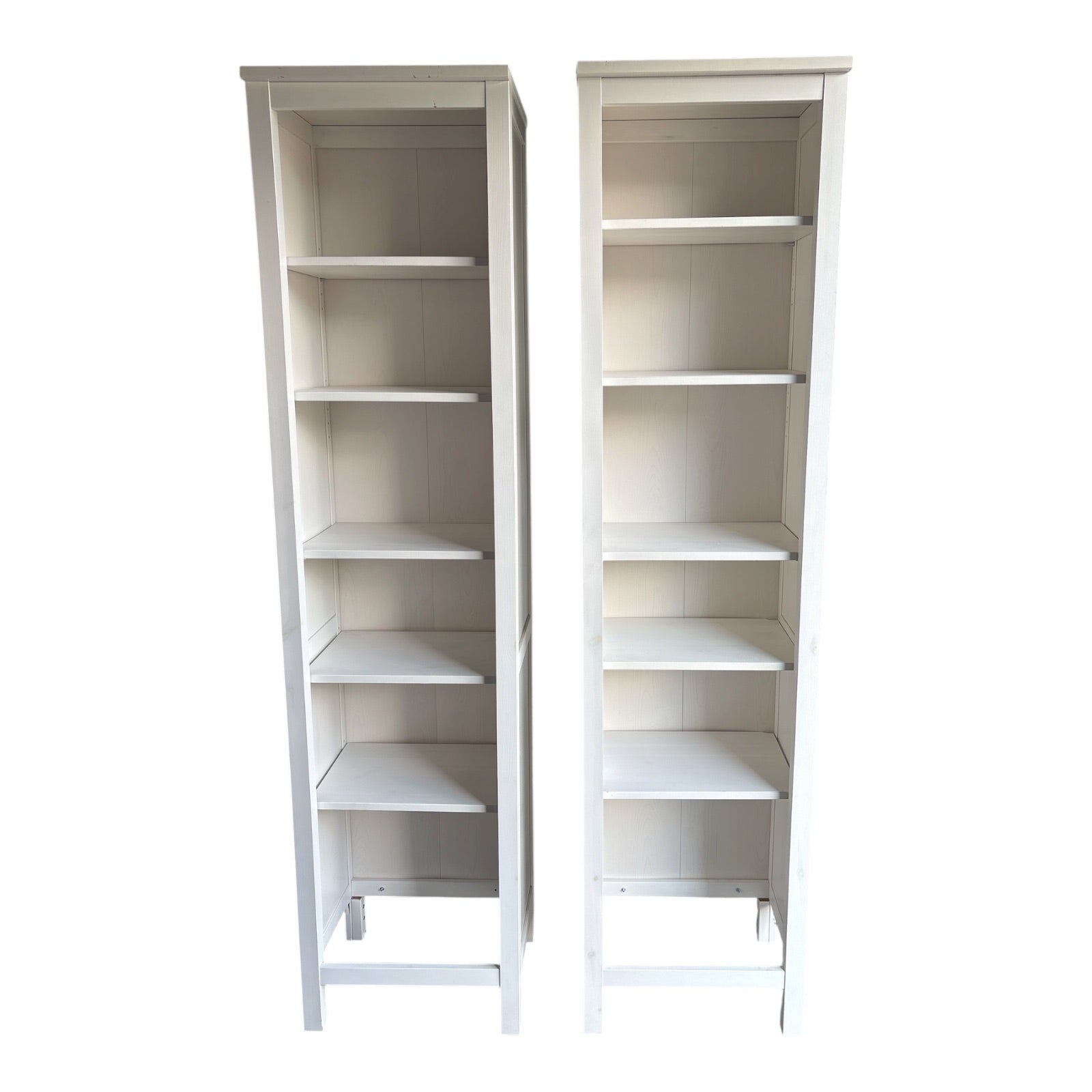 IKEA Hemnes Tall Bookcases in White Stain — Matched Pair, 6+ Feet