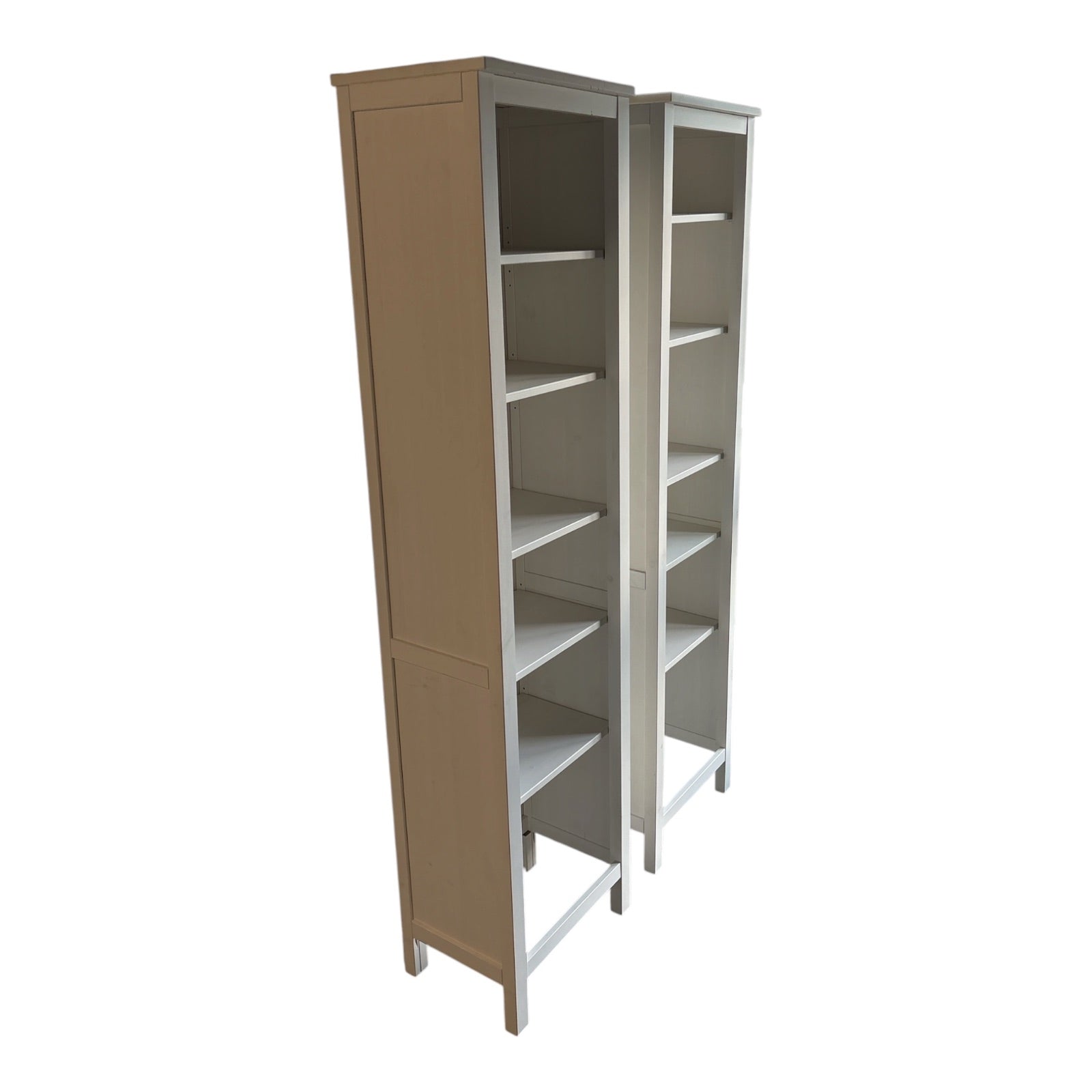 IKEA Hemnes Tall Bookcases in White Stain — Matched Pair, 6+ Feet