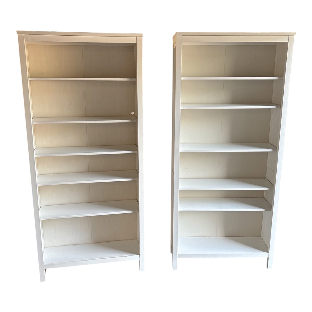 IKEA Hemnes Tall Bookcases in Birch Veneer — Matched Pair, 6 Adjustable Shelves
