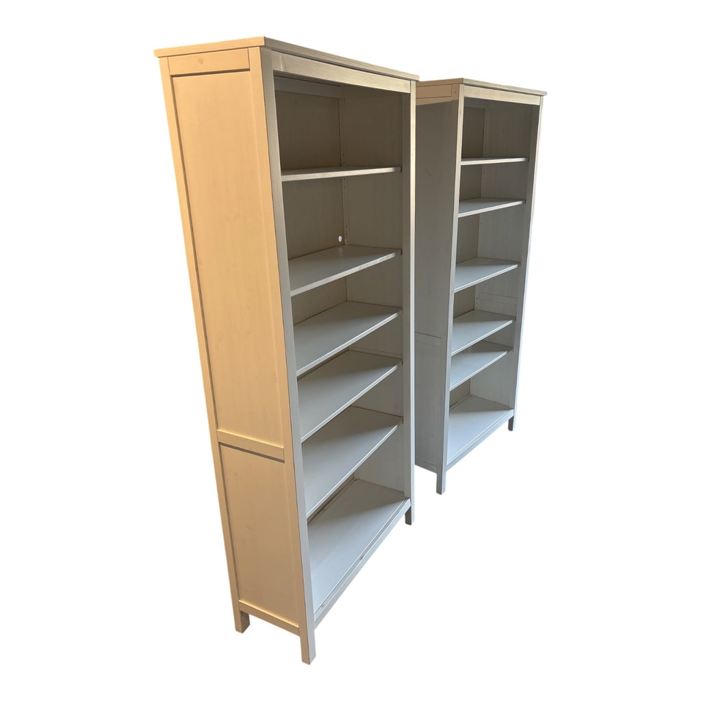 IKEA Hemnes Tall Bookcases in Birch Veneer — Matched Pair, 6 Adjustable Shelves