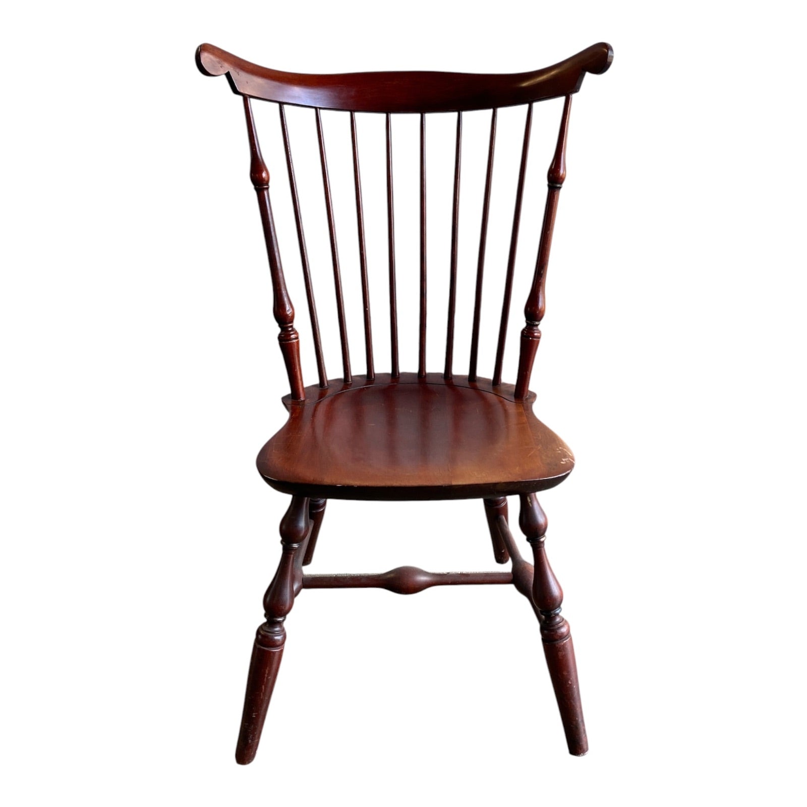 Vintage Solid Cherry Fan-Back Windsor Side Chair with Turned Legs