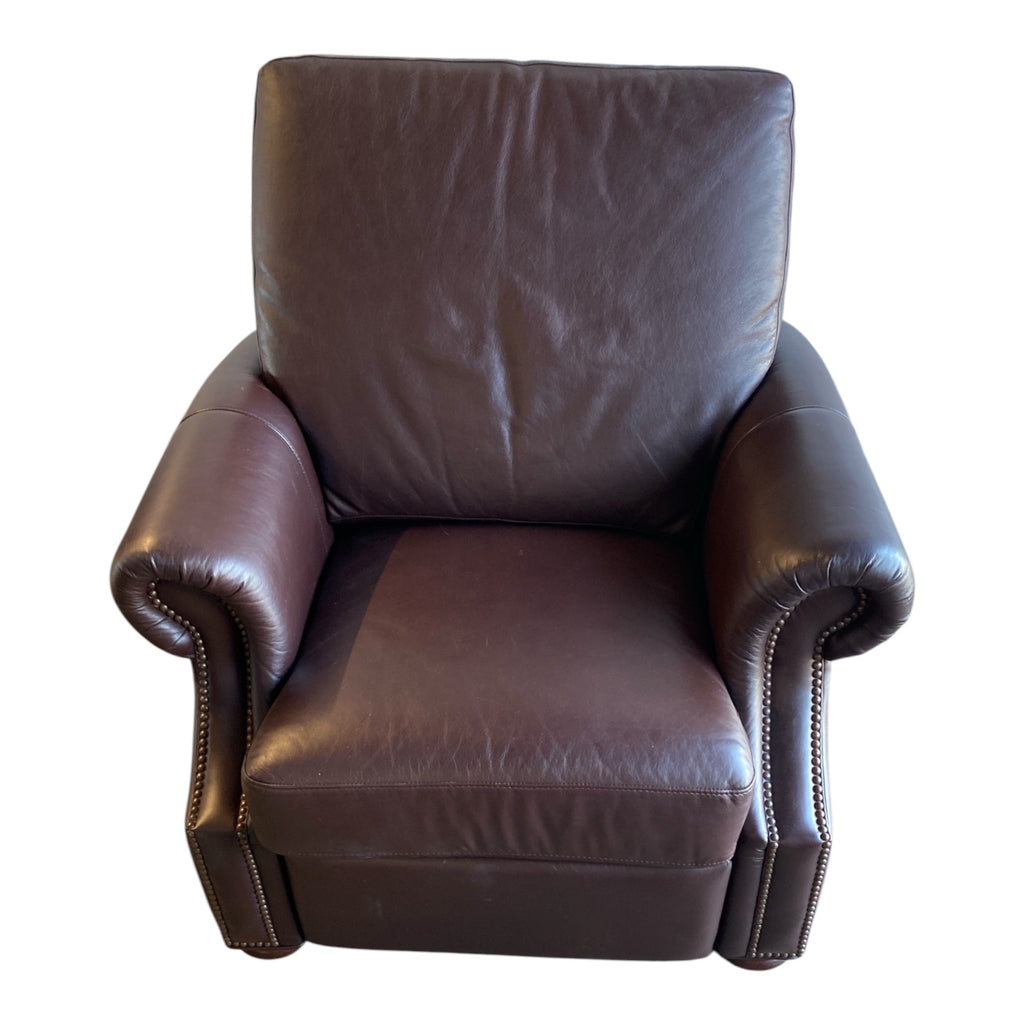 Leather Nailhead Recliner Club Chair in Oxblood — Classic Library Style