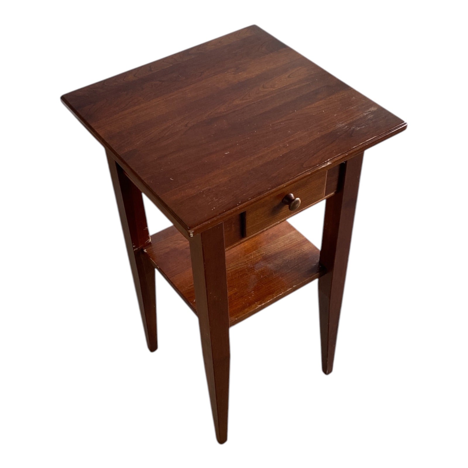 Shaker-Style Solid Cherry Nightstand with Drawer and Lower Shelf