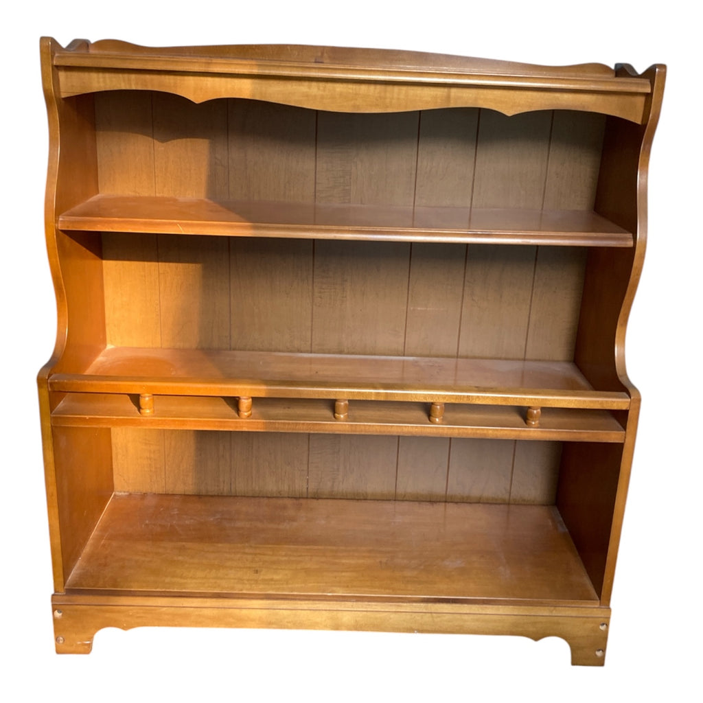 Mid-Century Maple Colonial Revival Bookcase with Spindle Gallery Rail