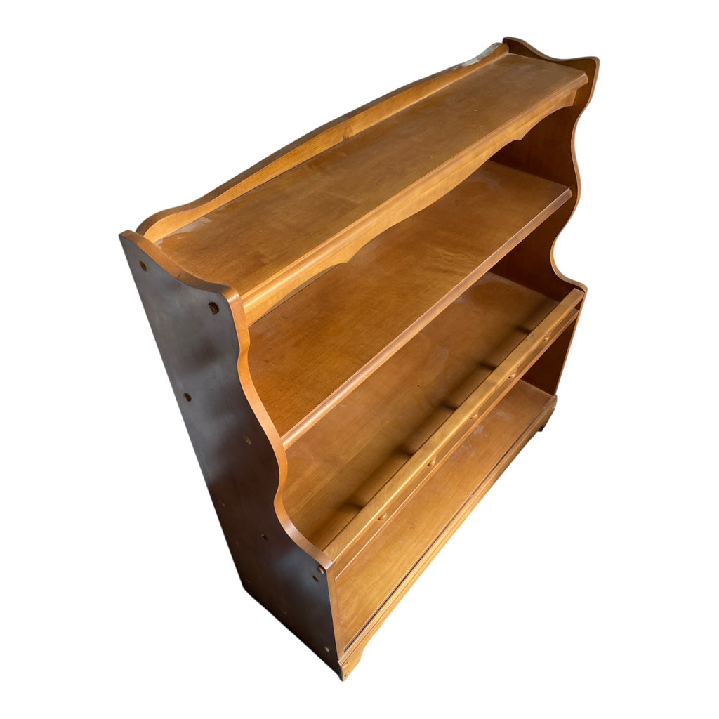 Mid-Century Maple Colonial Revival Bookcase with Spindle Gallery Rail