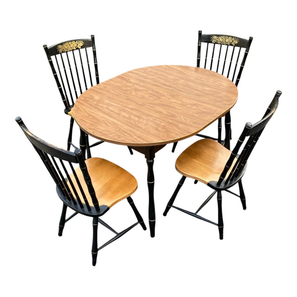 Athens Table Co. Hitchcock-Style Drop-Leaf Dining Set, 1972, Table + 4 Chairs