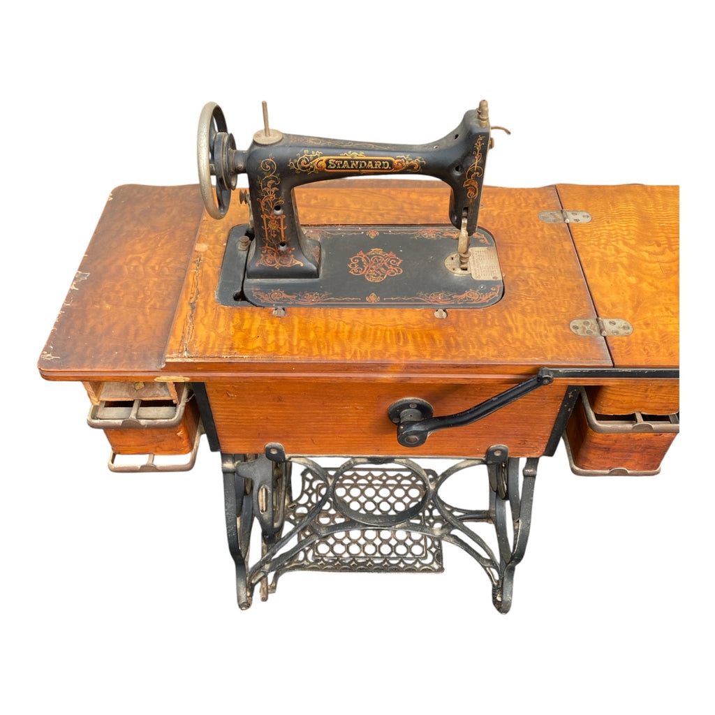Standard Sewing Machine Co. Treadle Machine in Quarter-Sawn Oak Cabinet c.1900