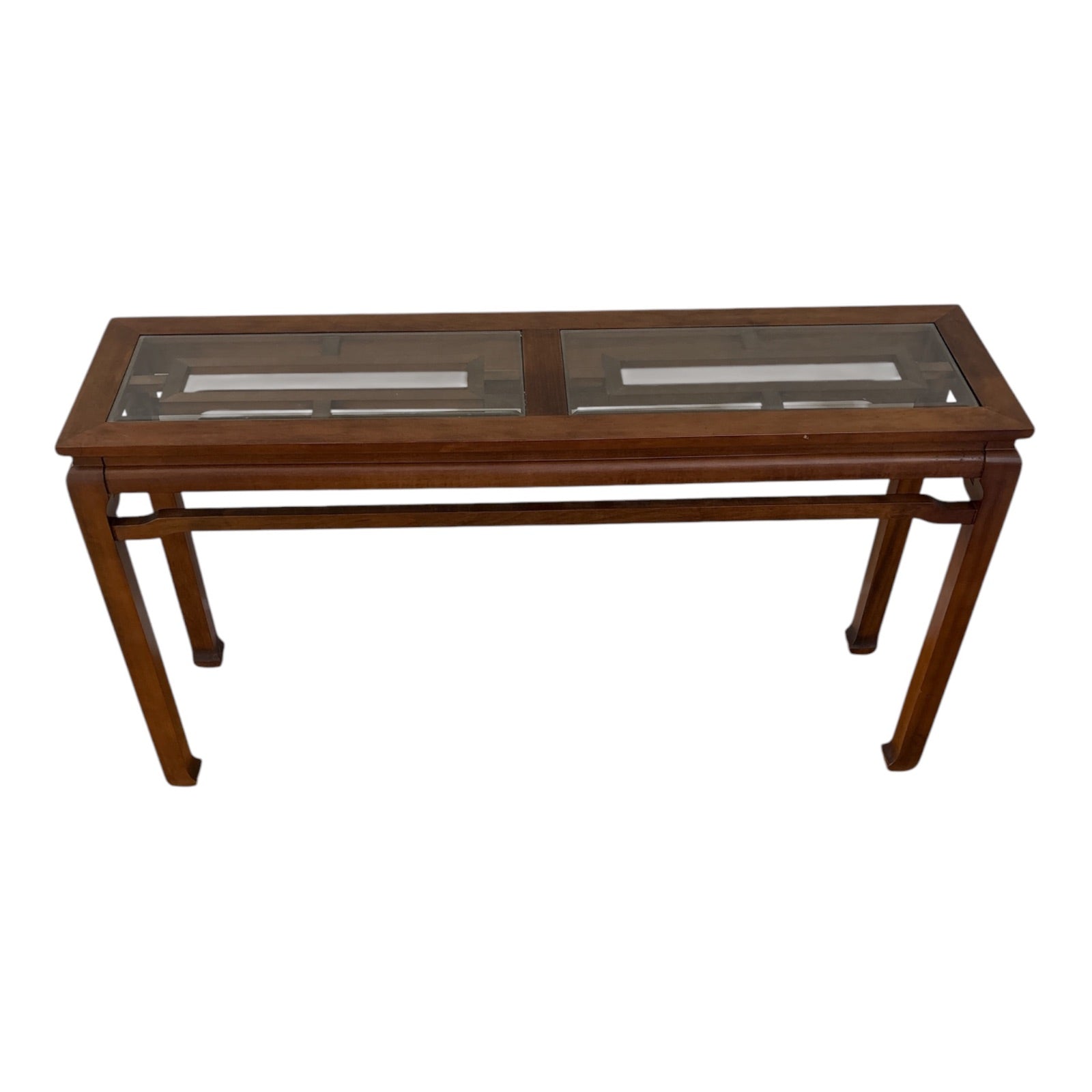 Ming-Style Console Table with Fretwork Glass Inserts - Solid Cherry