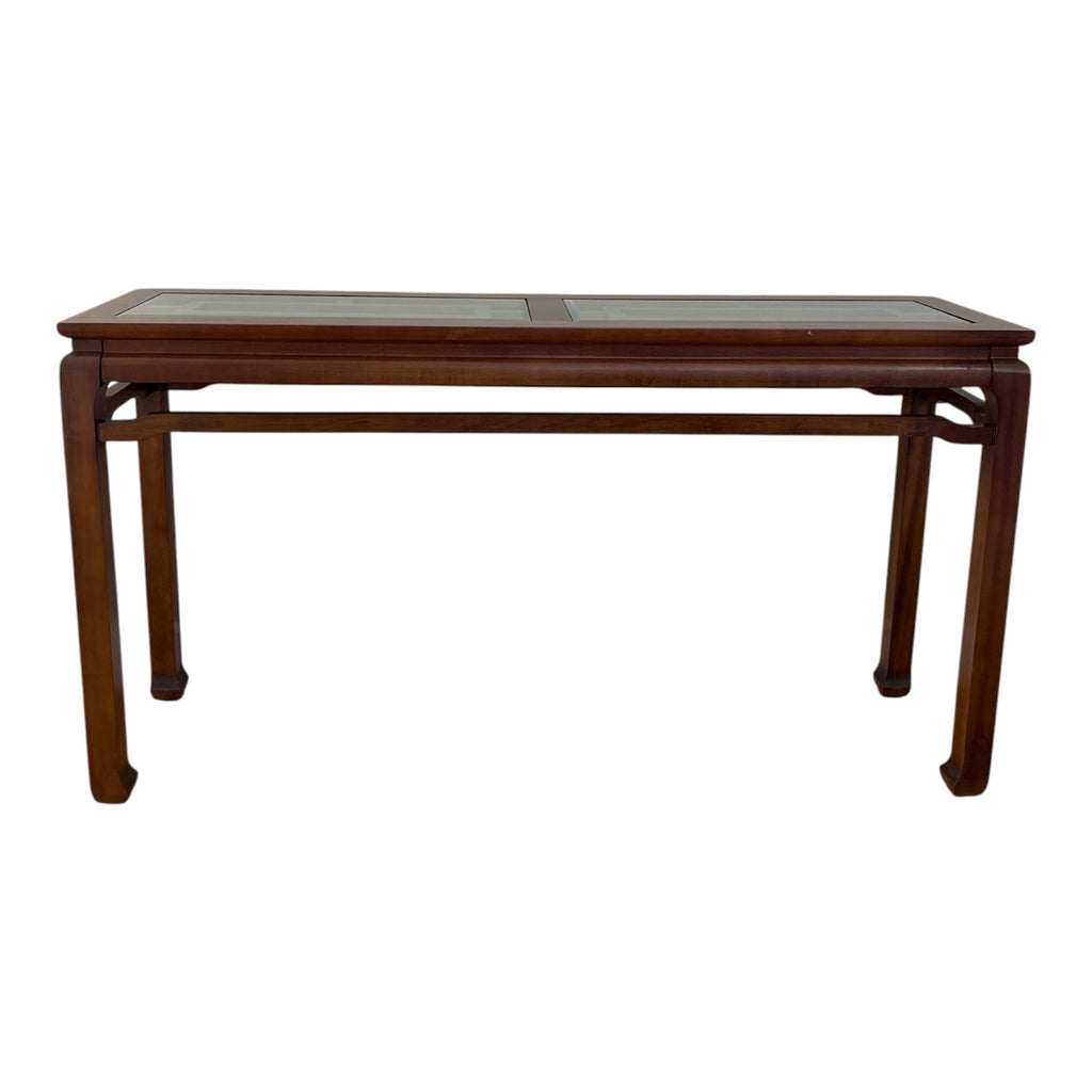 Ming-Style Console Table with Fretwork Glass Inserts - Solid Cherry