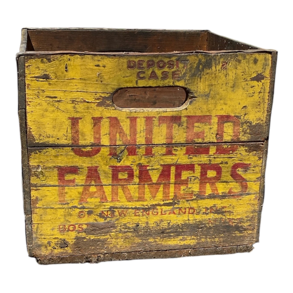 United Farmers of New England Vintage Wooden Dairy Crate, Boston MA