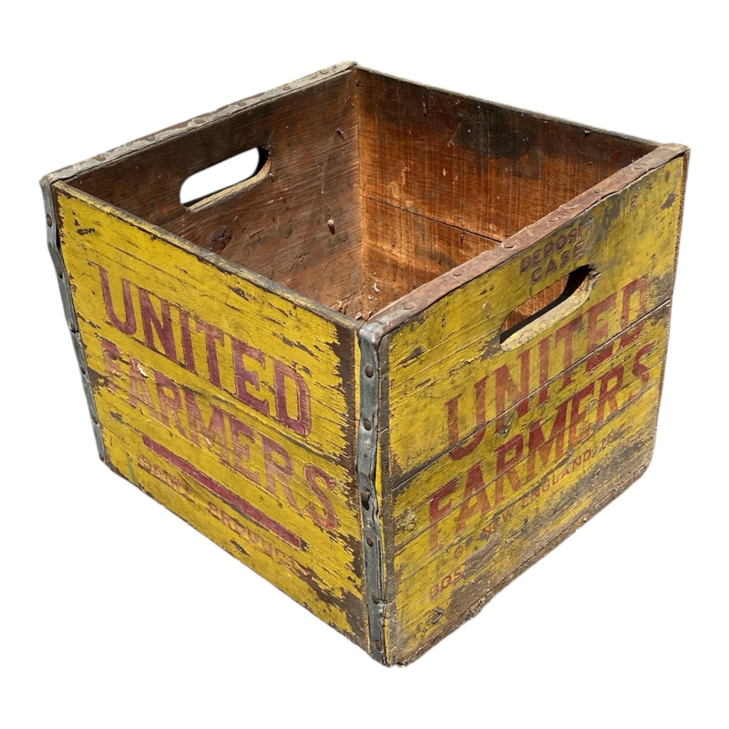 United Farmers of New England Vintage Wooden Dairy Crate, Boston MA