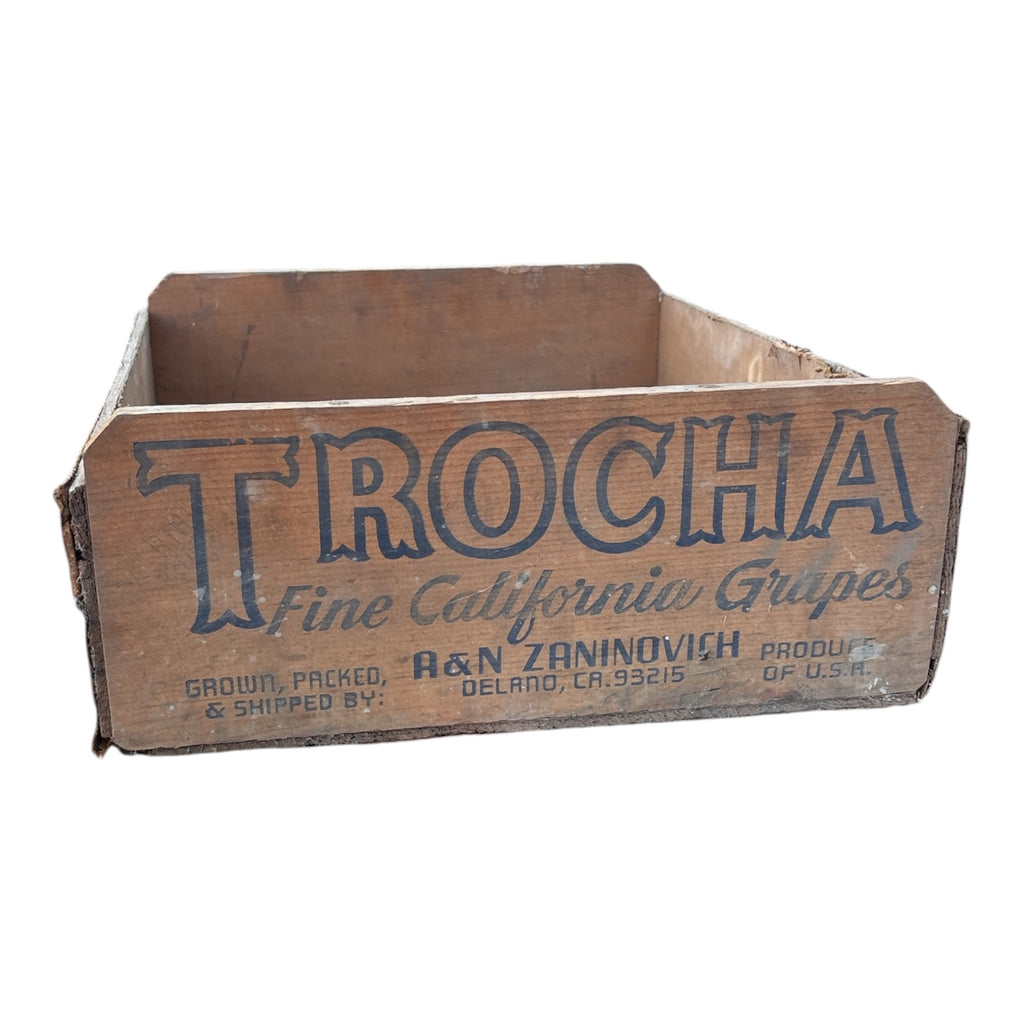 Vintage Trocha California Grape Crate A&N Zaninovich Delano Wood Produce Box
