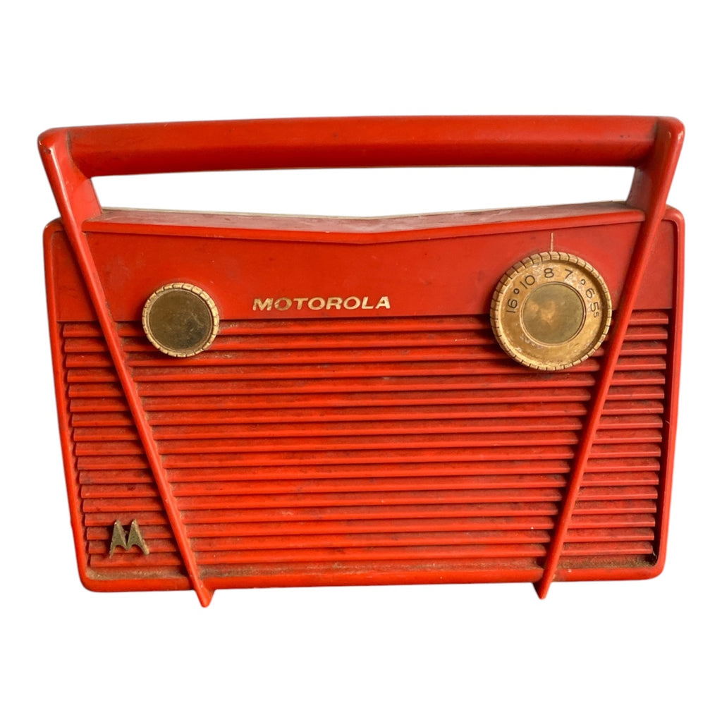 Motorola 56L2 Portable Tube Radio in Coral Red Plastic, 1950s