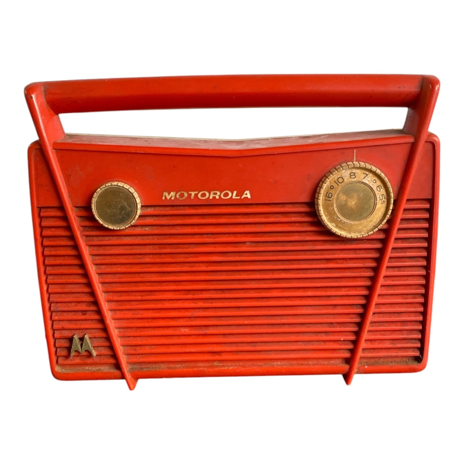 Motorola 56L2 Portable Tube Radio in Coral Red Plastic, 1950s