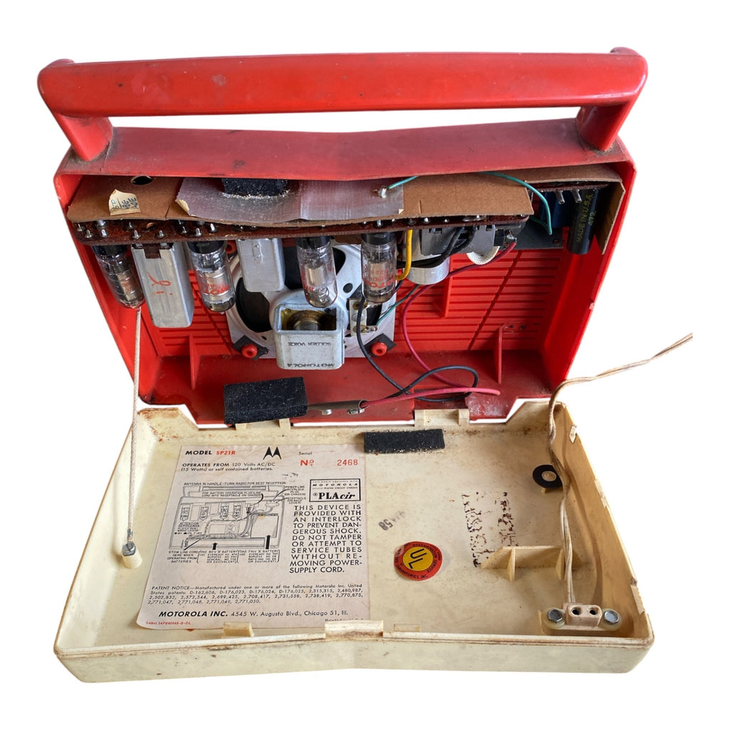 Motorola 56L2 Portable Tube Radio in Coral Red Plastic, 1950s
