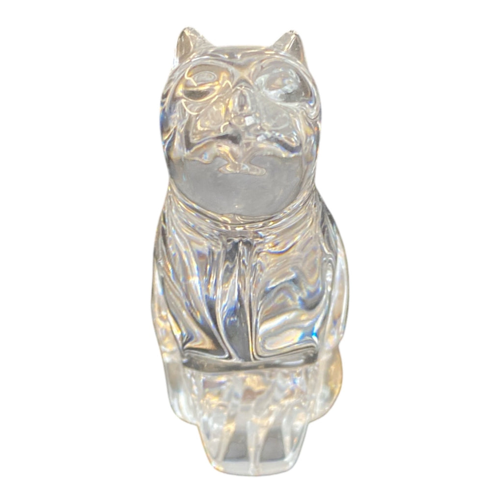 Waterford Crystal Seated Cat Figurine Clear Lead Crystal Paperweight