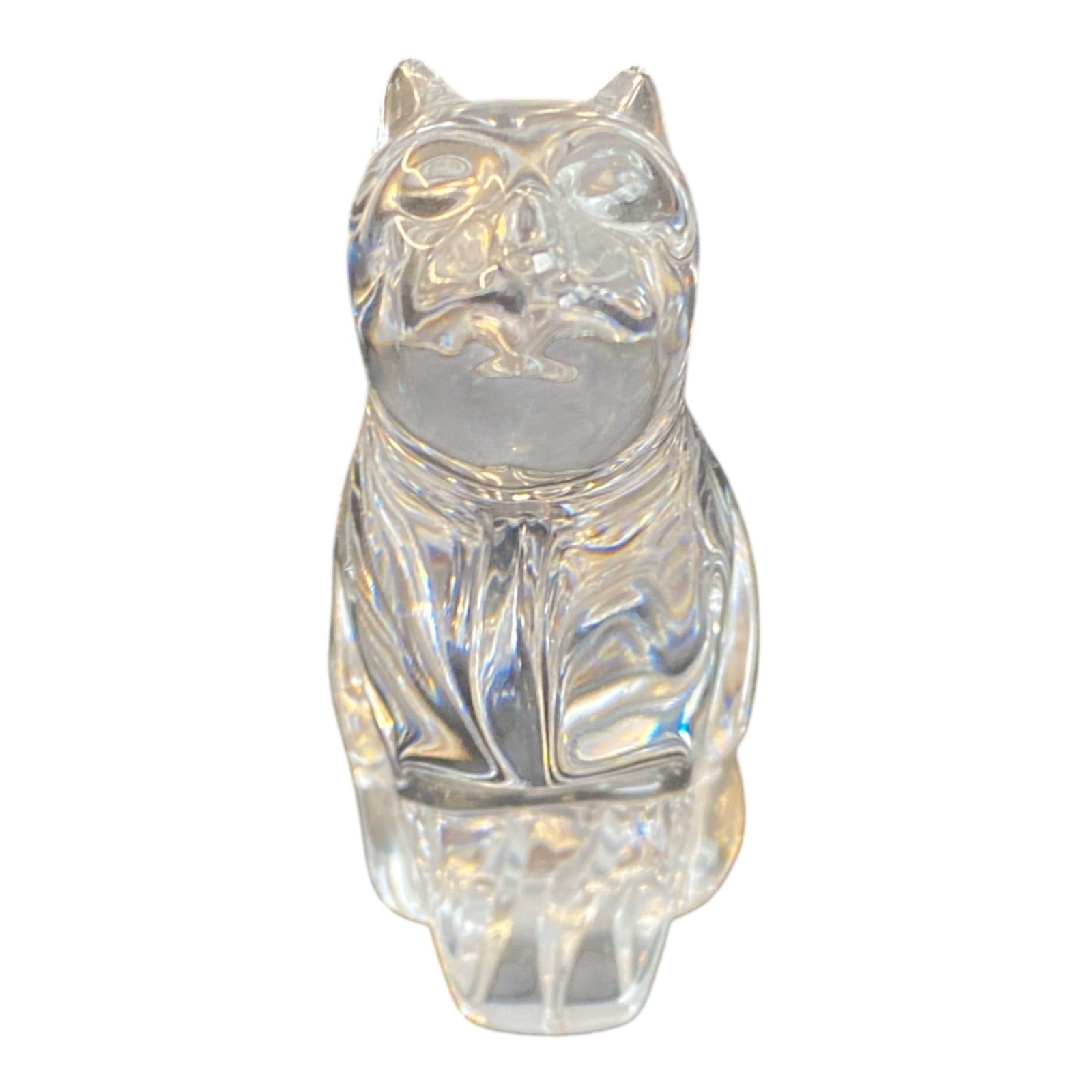 Waterford Crystal Seated Cat Figurine Clear Lead Crystal Paperweight