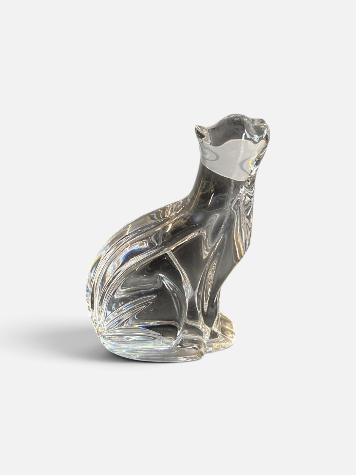 Waterford Crystal Seated Cat Figurine Clear Lead Crystal Paperweight