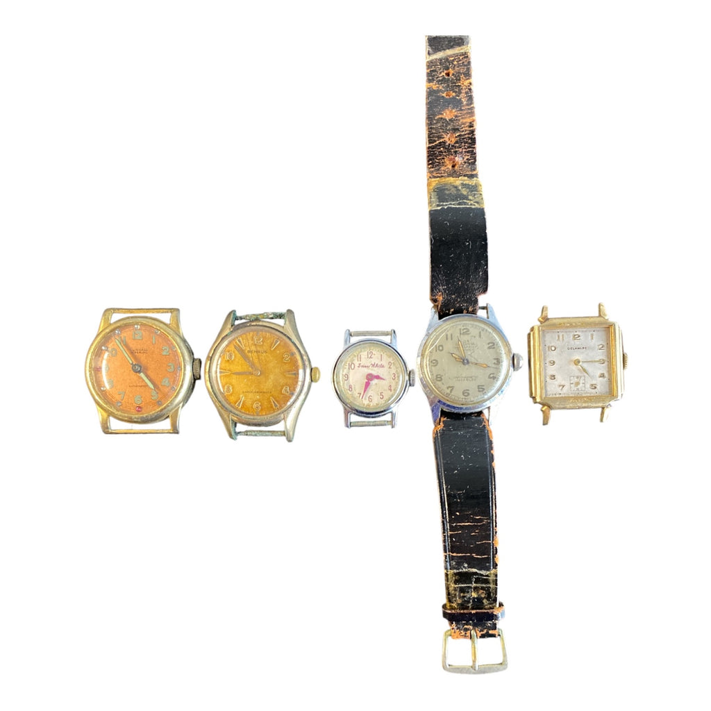 Lot of 5 Vintage Mechanical Watches: Benrus, Snow White, Delaware + 2 Others