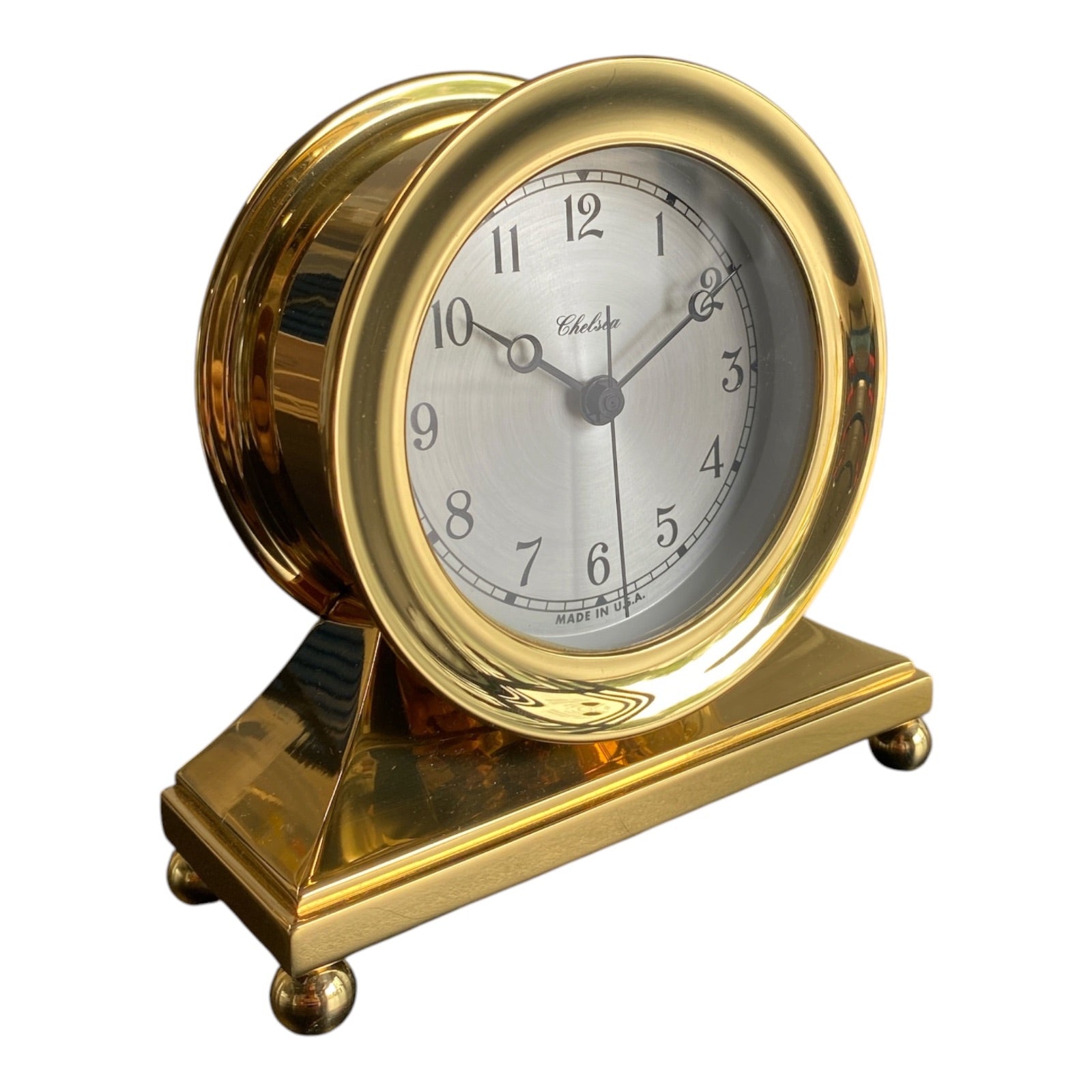 Chelsea Clock Corporate Collection Brass Quartz Desk Clock with Original Papers