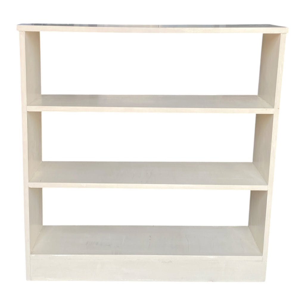 Vintage Painted Wood Open Bookcase – Cream/Gray Finish – 3-Shelf Storage