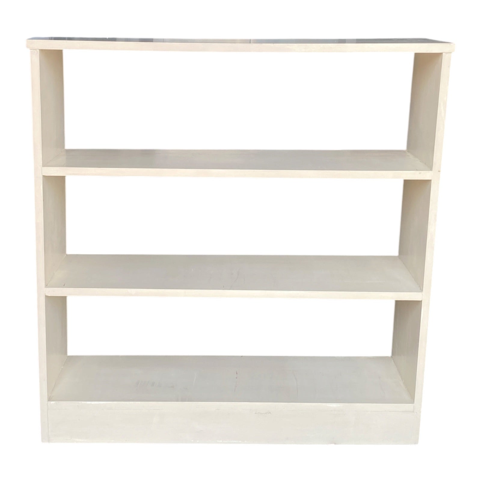 Vintage Painted Wood Open Bookcase – Cream/Gray Finish – 3-Shelf Storage