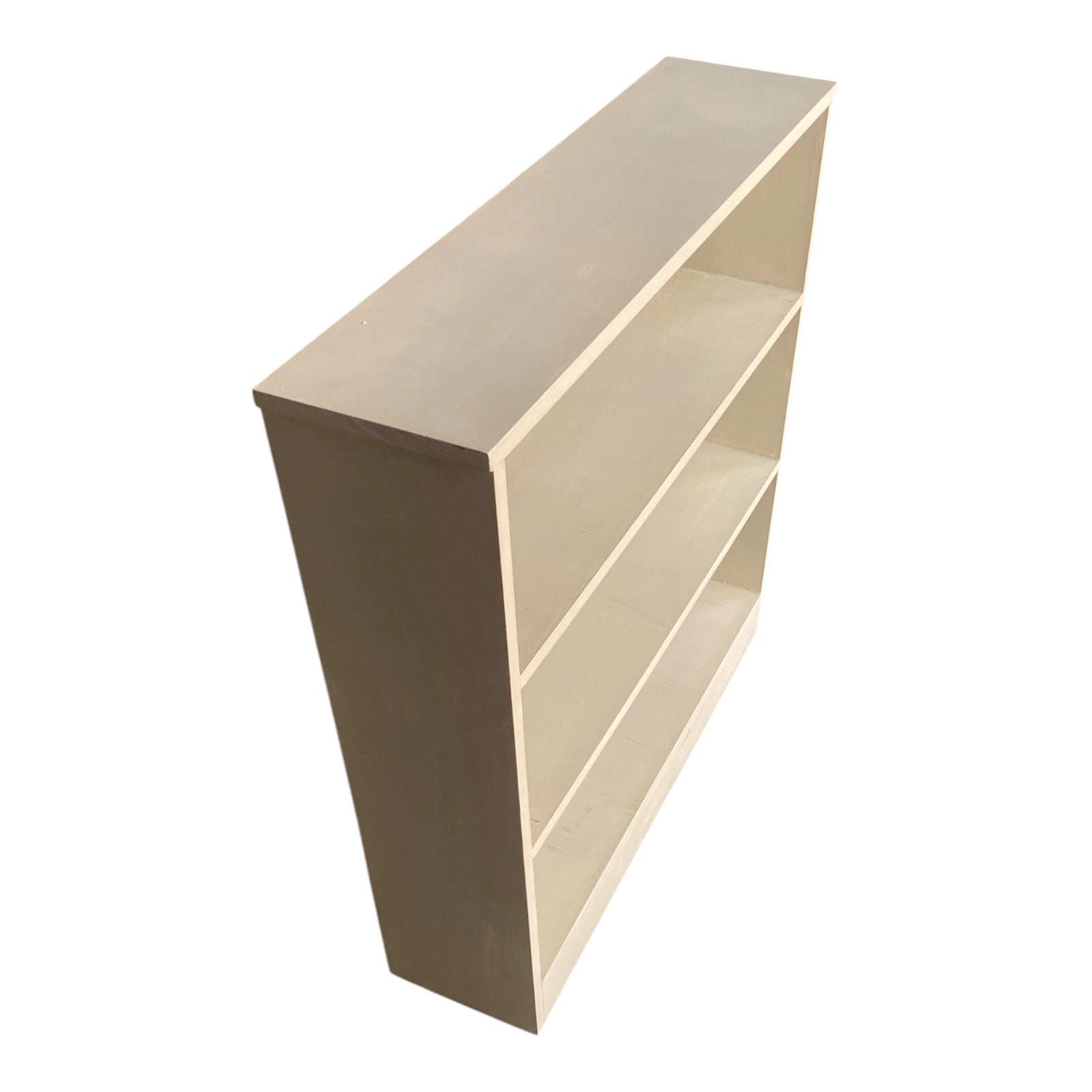 Vintage Painted Wood Open Bookcase – Cream/Gray Finish – 3-Shelf Storage