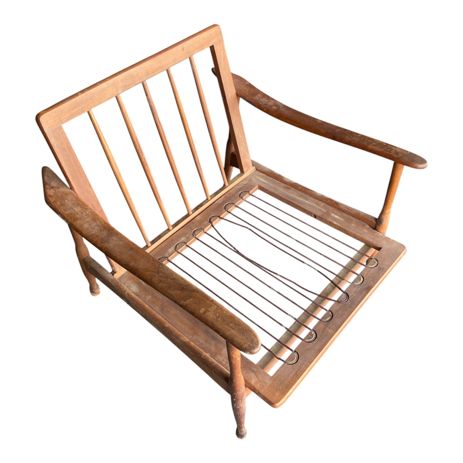 Mid-Century Danish-Style Lounge Chair Frame, Solid Walnut, Sculptural Arms