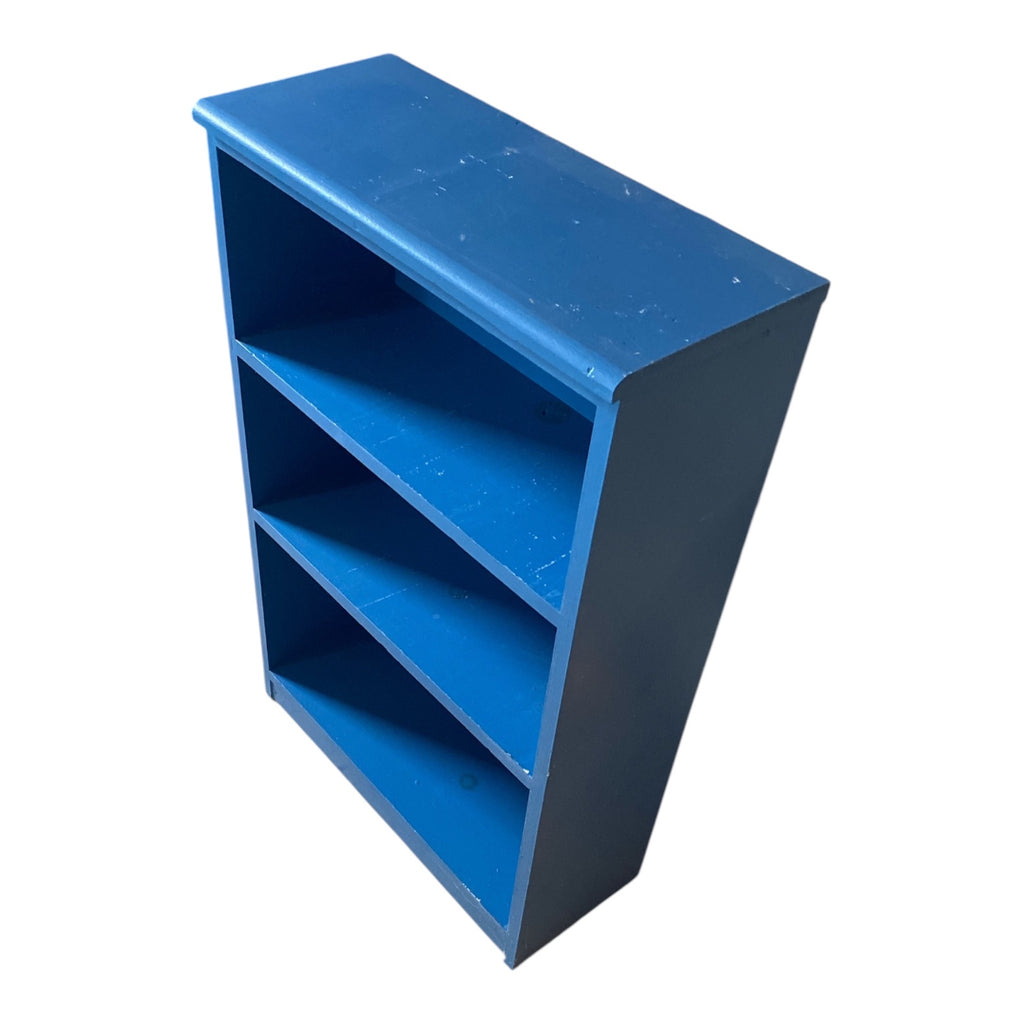 Vintage Solid Wood 3-Shelf Bookcase in Bold Cobalt Blue Paint