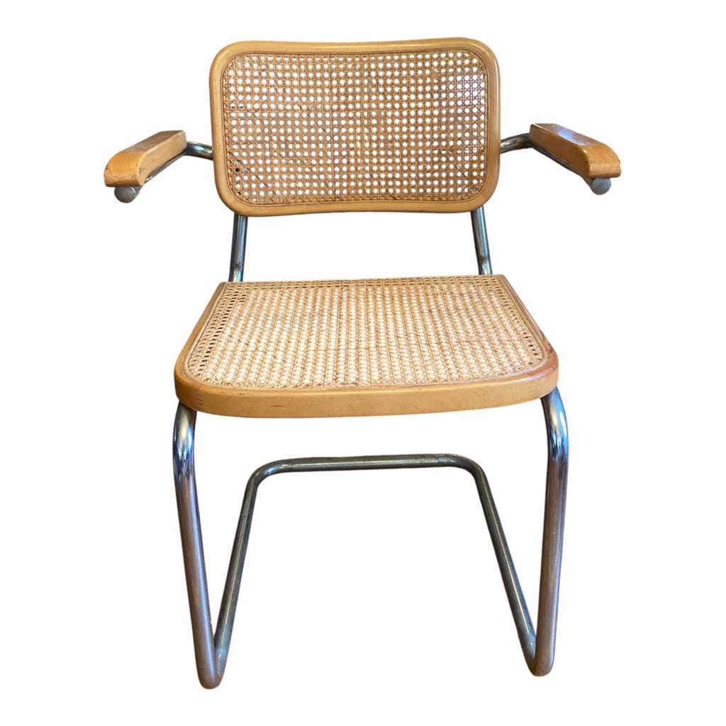 Italian Cesca-Style Cantilever Armchair, Chrome & Cane, Made in Italy
