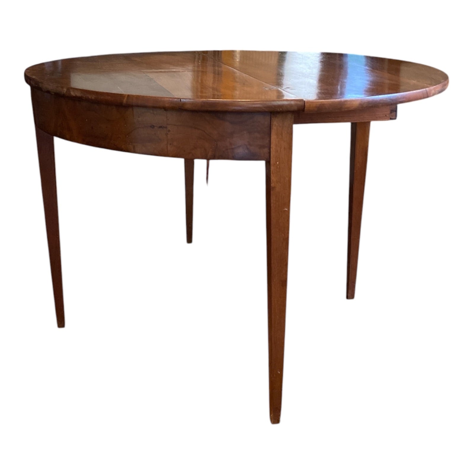 Antique Federal-Style Walnut Demilune Console Table Pair with Butterfly Hinges