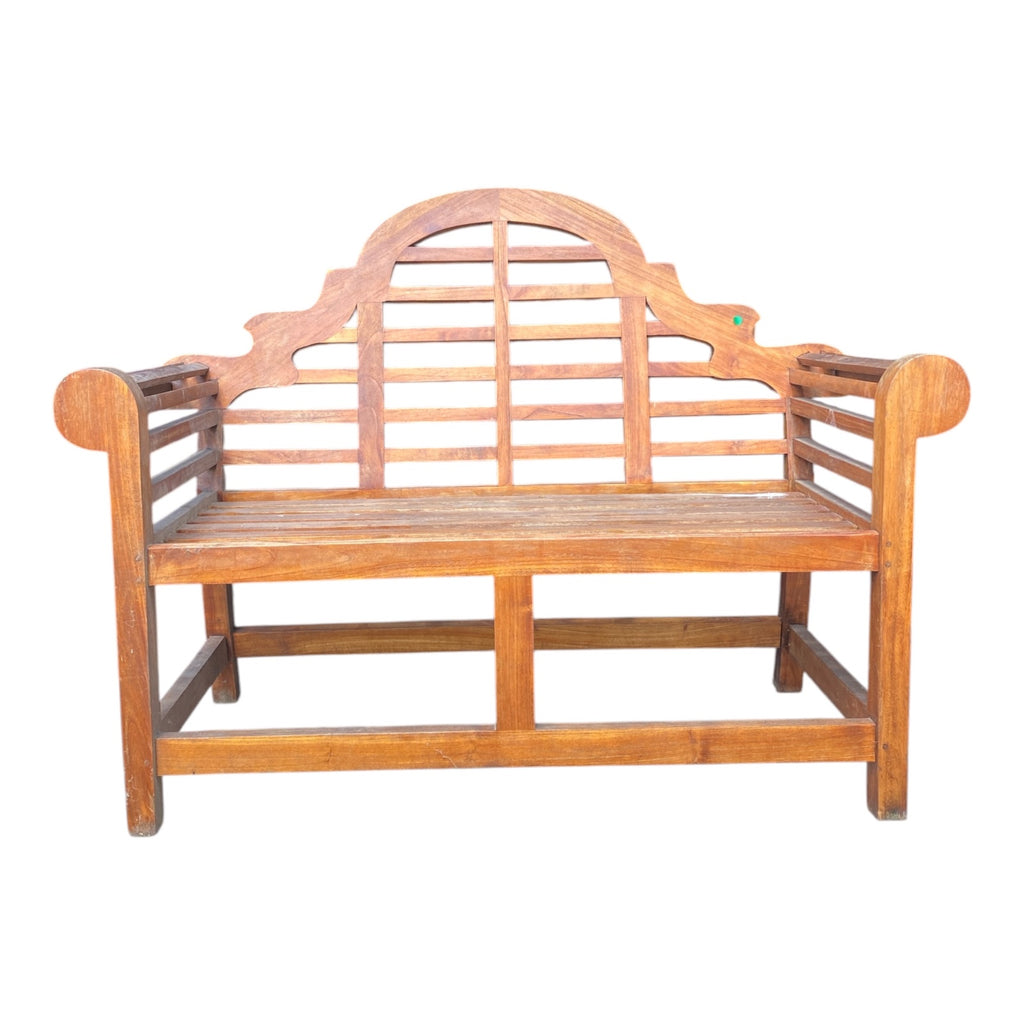 Lutyens-Style Solid Teak Garden Bench with Arched Back